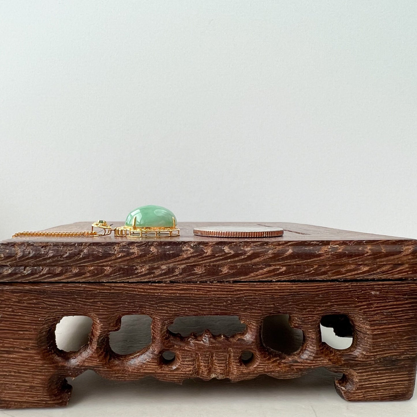 Green Jade Cabochon Pendant, Jadeite Jade, 18K Gold Bail, Dainty Pendant Necklace, FSX-1221-1673817967