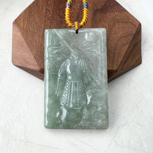 Green Jadeite Jade Monkey King, 孙悟空, Dragon Chinese Zodiac Carved Pendant Necklace, YJ-0722-1675369575