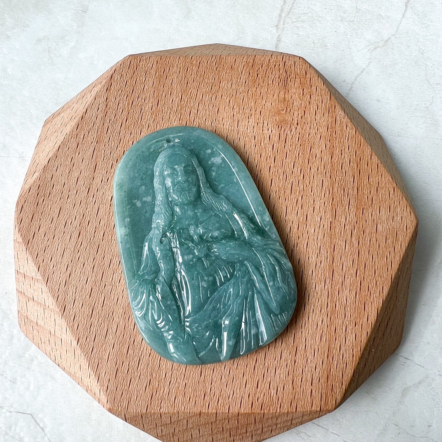 Jadeite Jade Jesus Christ, Blue Green Jade, Christian Necklace, Hand Carved Necklace, XZ-1221-1675649915