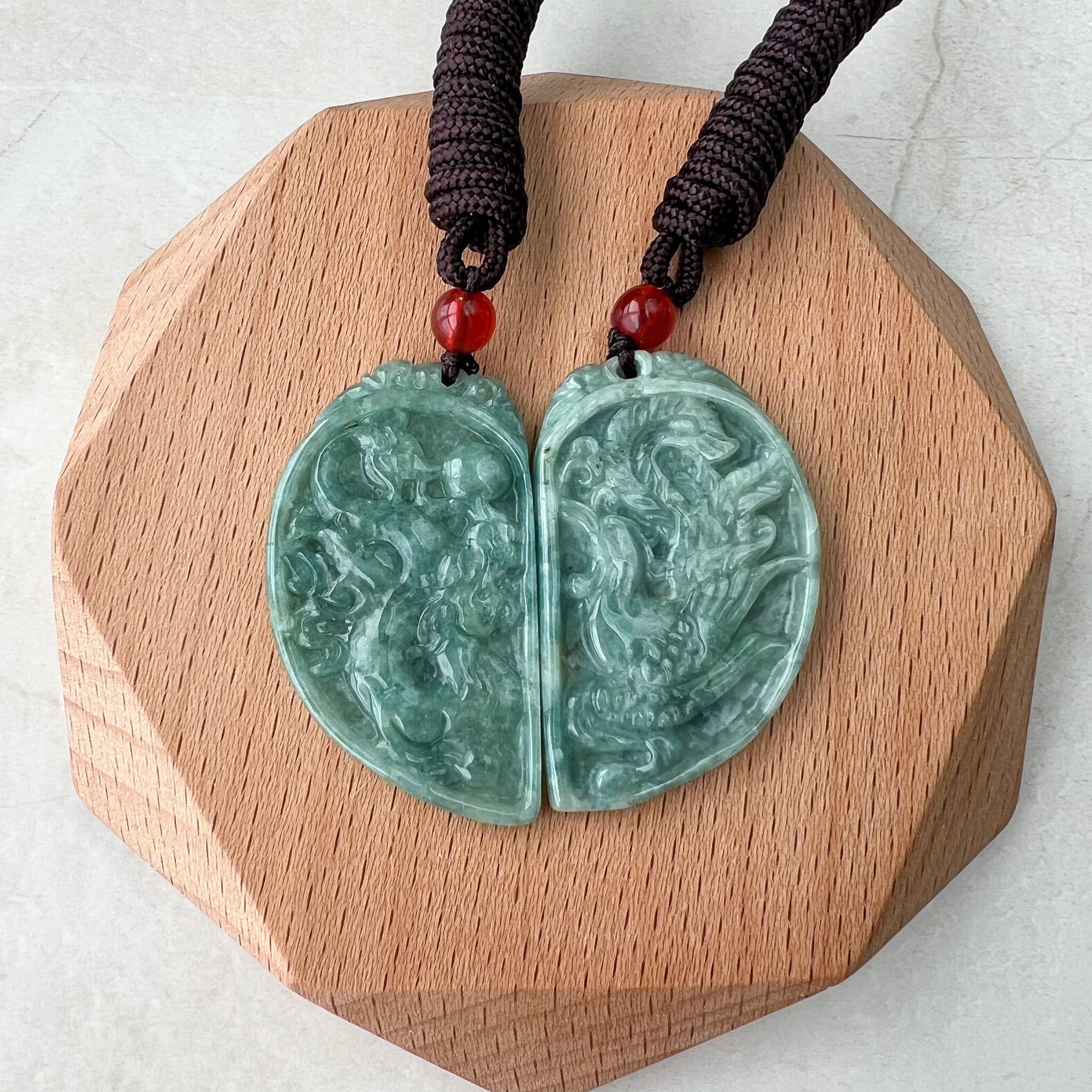 Hand Carving Jade Pendant Natural dragon Green jade statue Amulet jade  Necklace | eBay