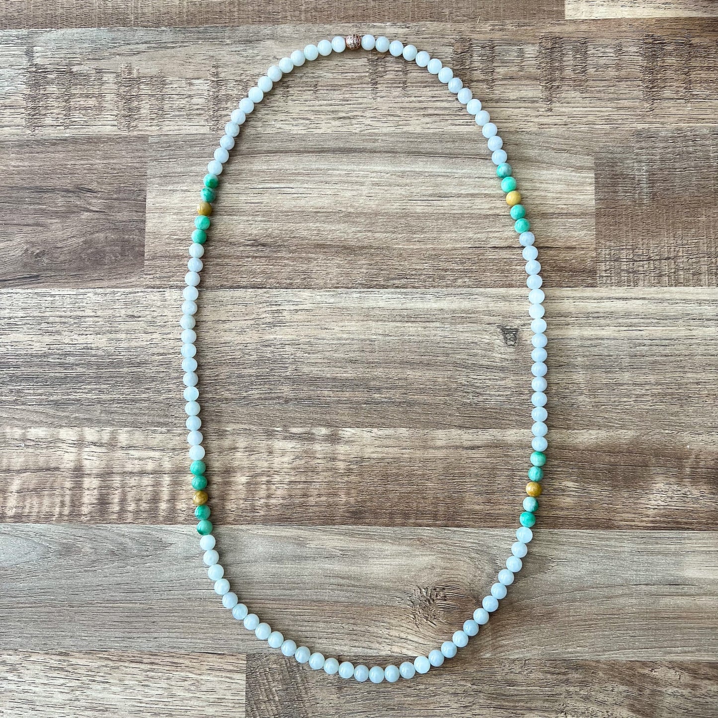 7.5 mm 108 White Green Yellow Jadeite Jade Mala Prayer Beads Bracelet Necklace, FCSG-1221-1678122966