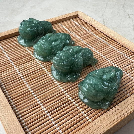 Jadeite Jade Green Money Toad, Money Frog, Golden Toad, 3 Leg Toad, Jin Chan, Lucky Fortune Toad,  金蟾 Pendant, YJ-1221-0322307