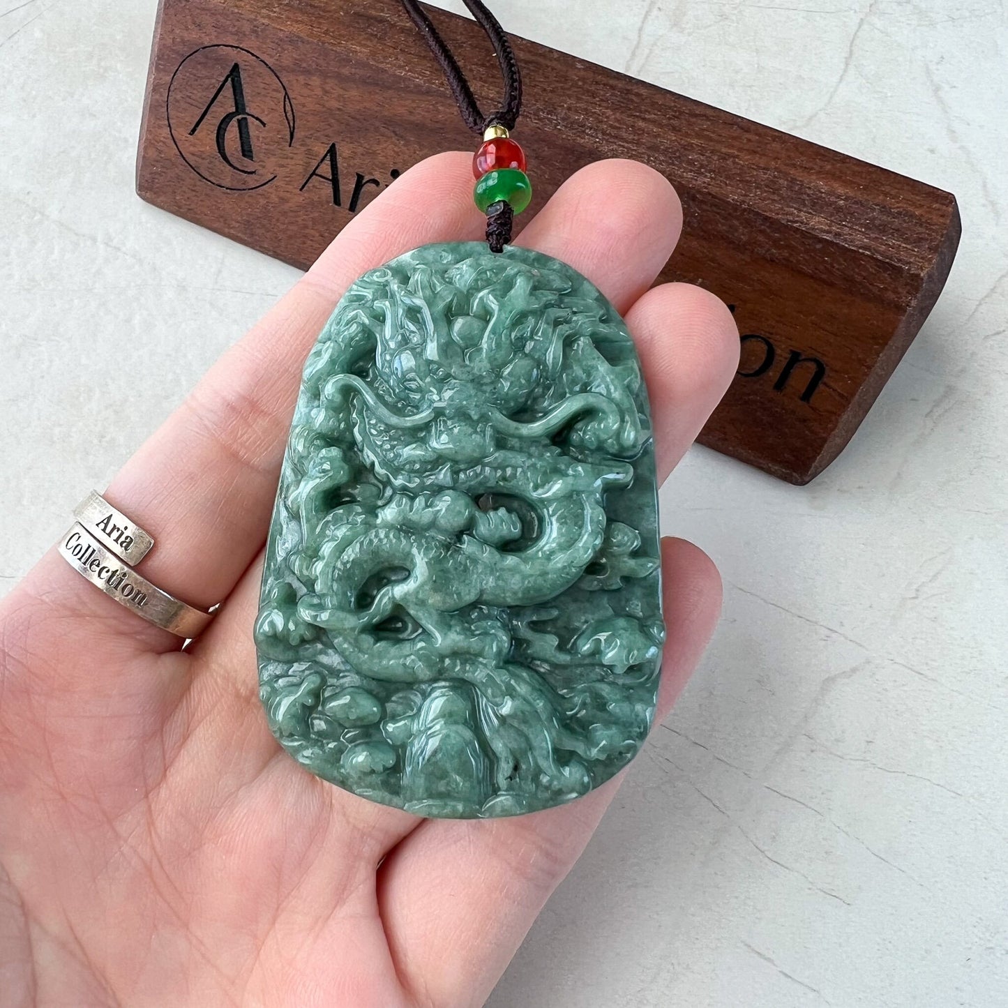 Green Jadeite Jade Dragon Chinese Zodiac Hand Carved Pendant Necklace, SHWQ-1222-1679352202