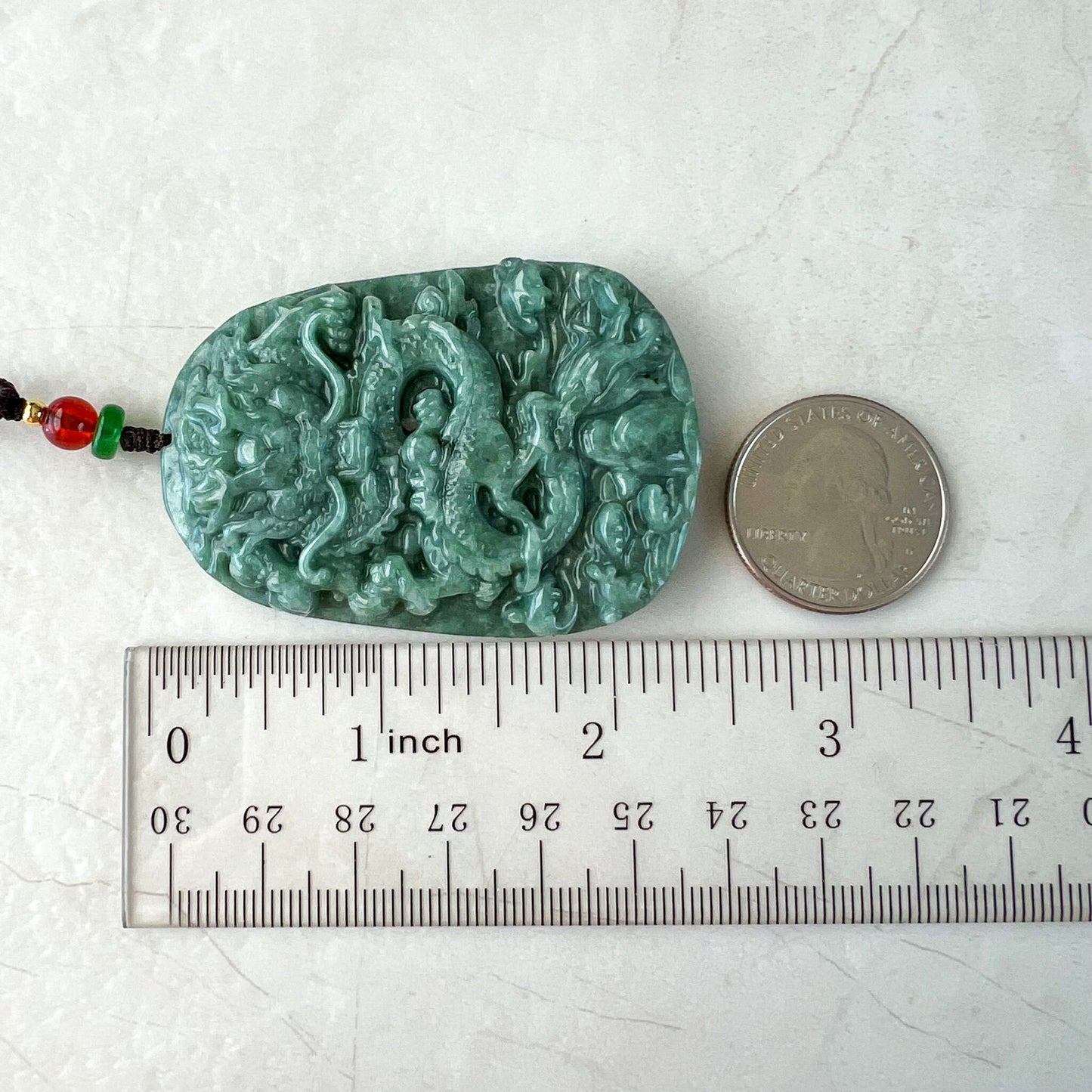 Green Jadeite Jade Dragon Chinese Zodiac Hand Carved Pendant Necklace, SHWQ-1222-1679352202