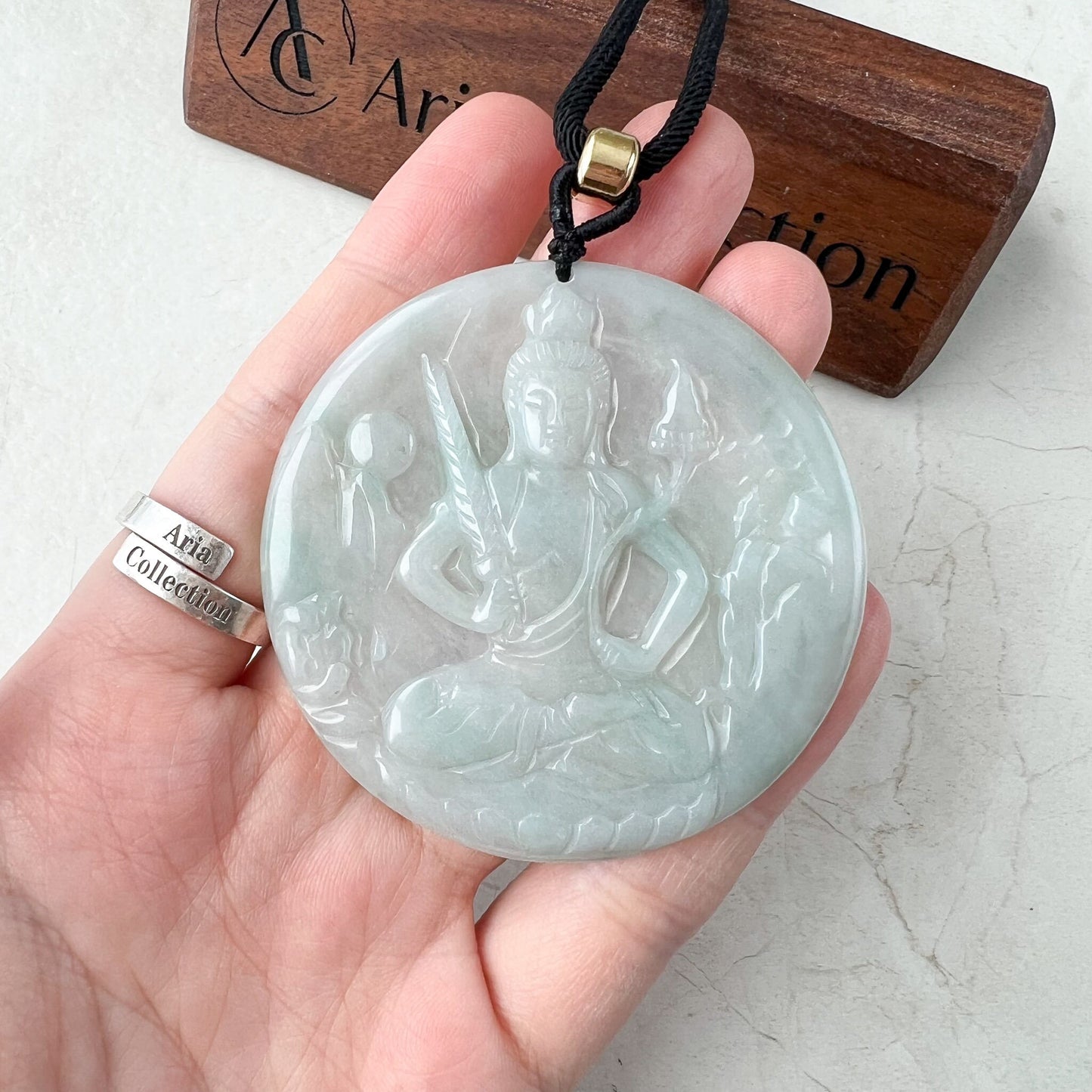 Jadeite Jade Akasagarbha Buddha, Xu Kong Zang, bodhisattva, Hư Không Tạng Bồ Tát, 虚空藏菩萨, Hand Carved Pendant Necklace, YJ-0522-0424652