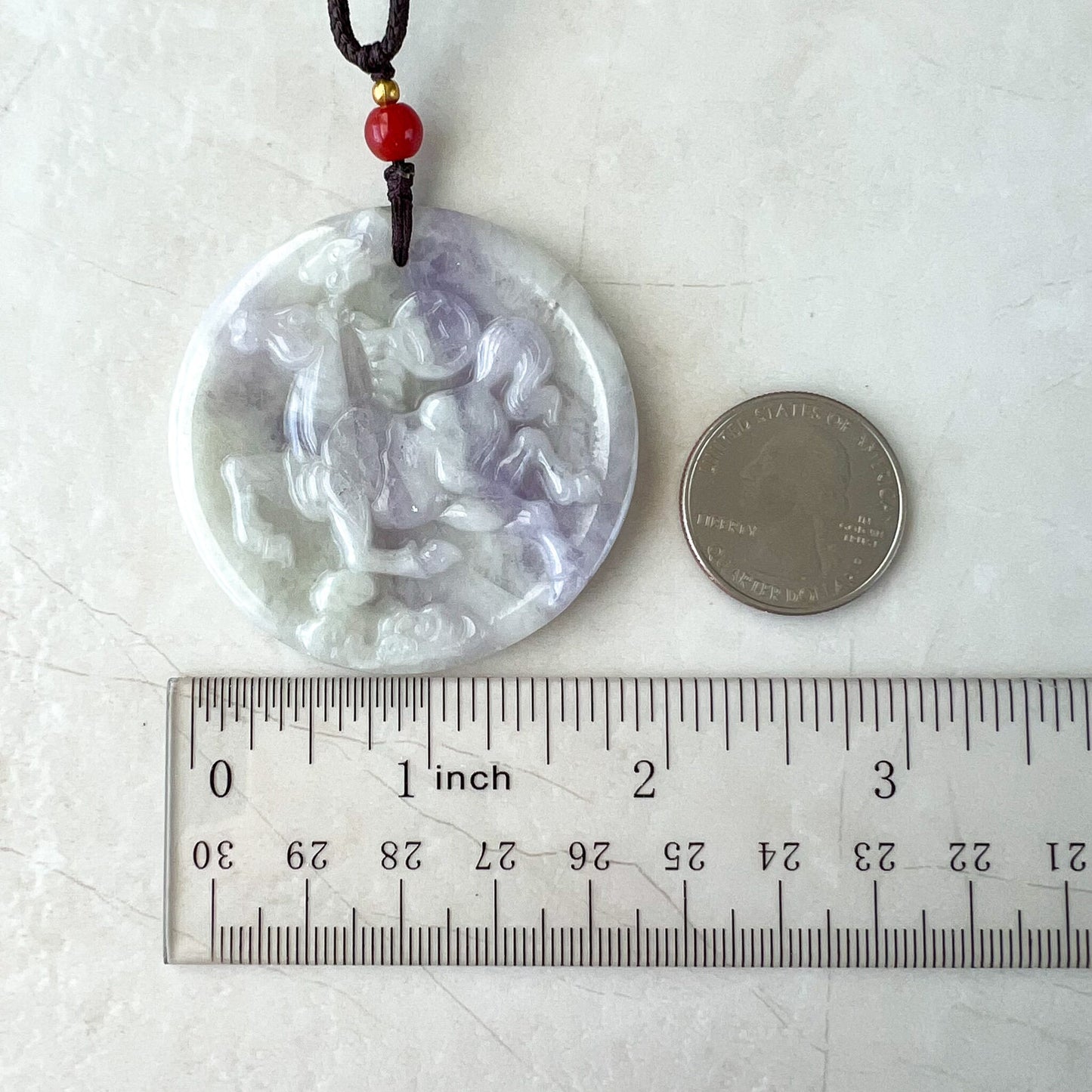 Horse Purple Lavender Jade Jadeite Chinese Zodiac Carved Pendant Necklace, YJ-1221-0227741