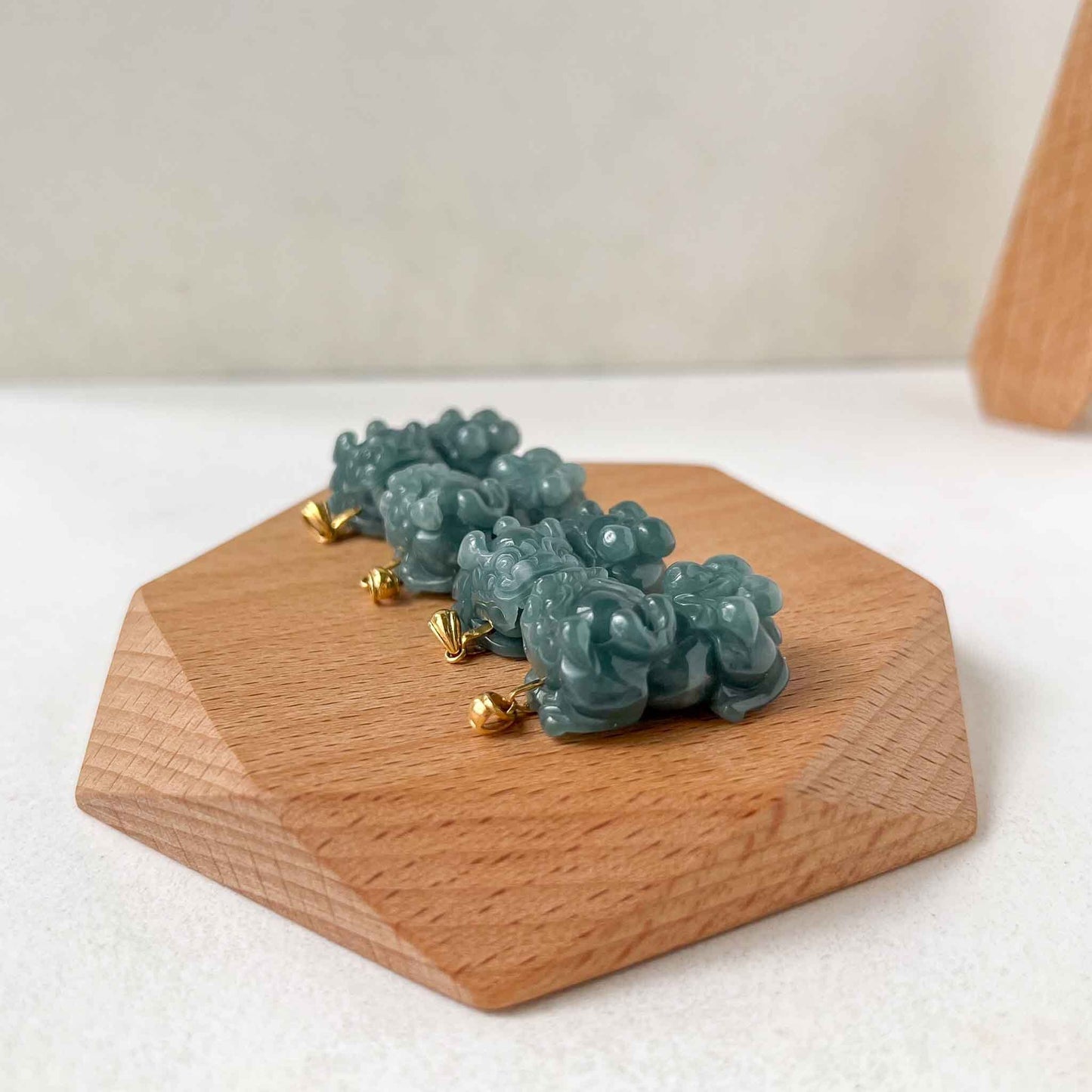 Blue Green Jadeite Jade Dragon Pixiu Pi Xiu, 18k Gold Bail, 貔貅, Dragon Chinese Carved Pendant, SHWQ-0423-1682209877