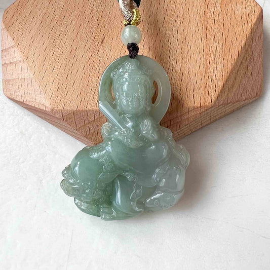 Jadeite Jade Baby Manjushri Wisdom Buddha bodhisattva Wen Shu, Văn Thù Sư Lợi Bồ Tát, 文殊, Carved Pendant Necklace, YX-1022-1688528205