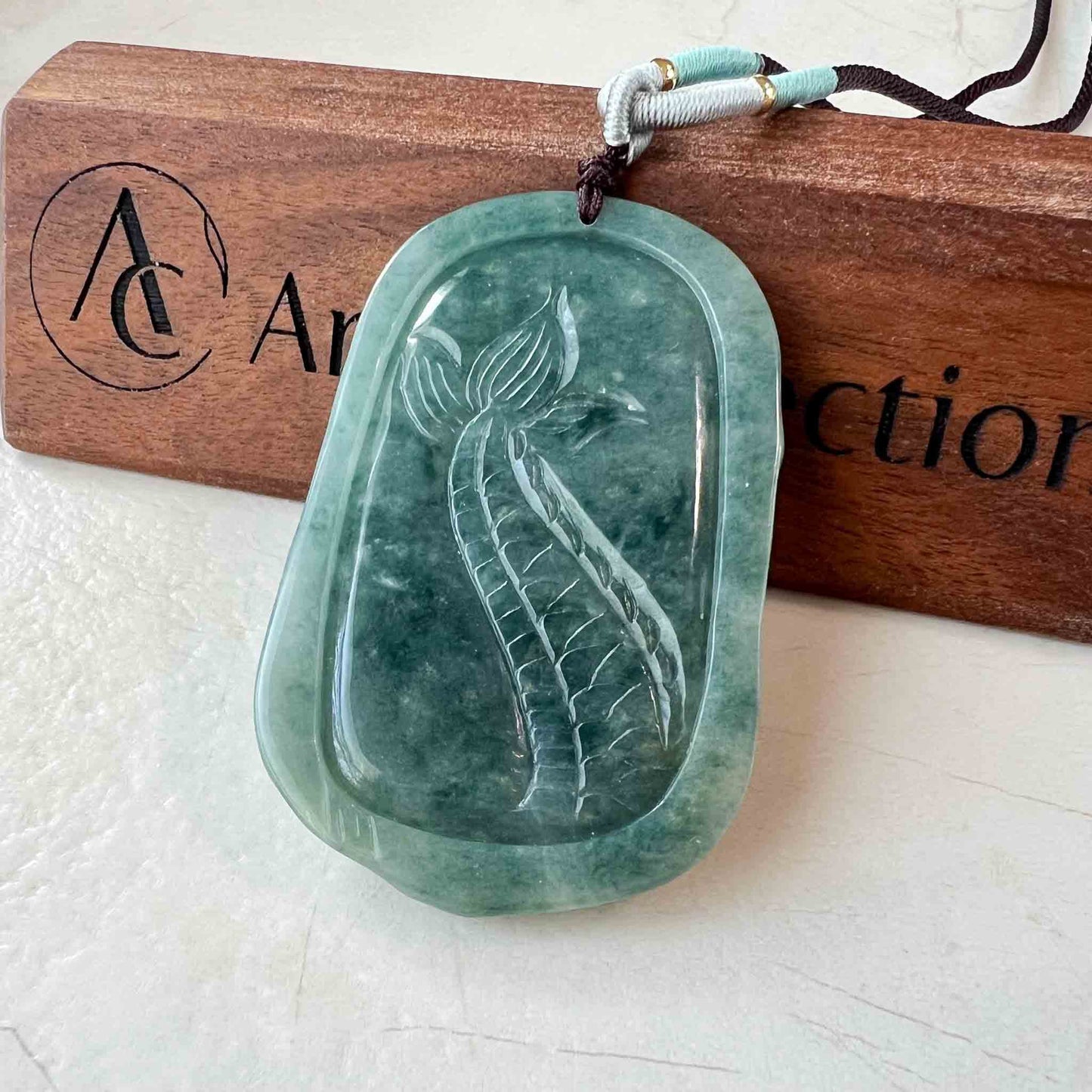 Green Blue Jadeite Jade Guan Yu Guan Gong with Dragon Carved Pendant Necklace, 关公, MY-0223-1688591571