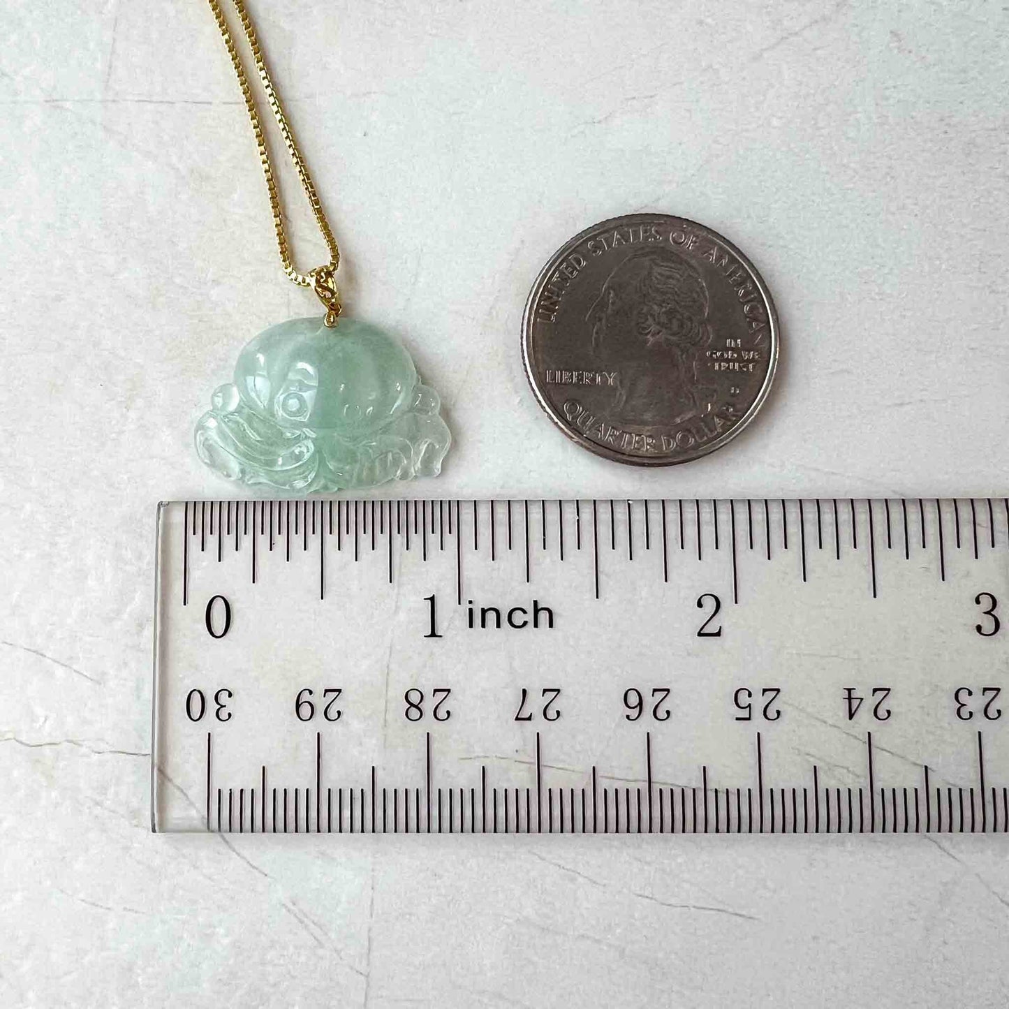 Mini Octopus Icy Jadeite Jade Pendant with 18K Solid Gold Bail, XZG-1122-1688873107