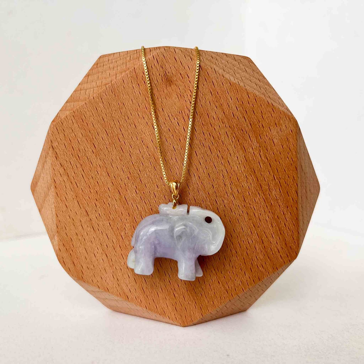 Jadeite Jade 3-D Elephant Hand Carved Pendant with 18K Solid Gold Bail, SHWQ-0423-1690470508