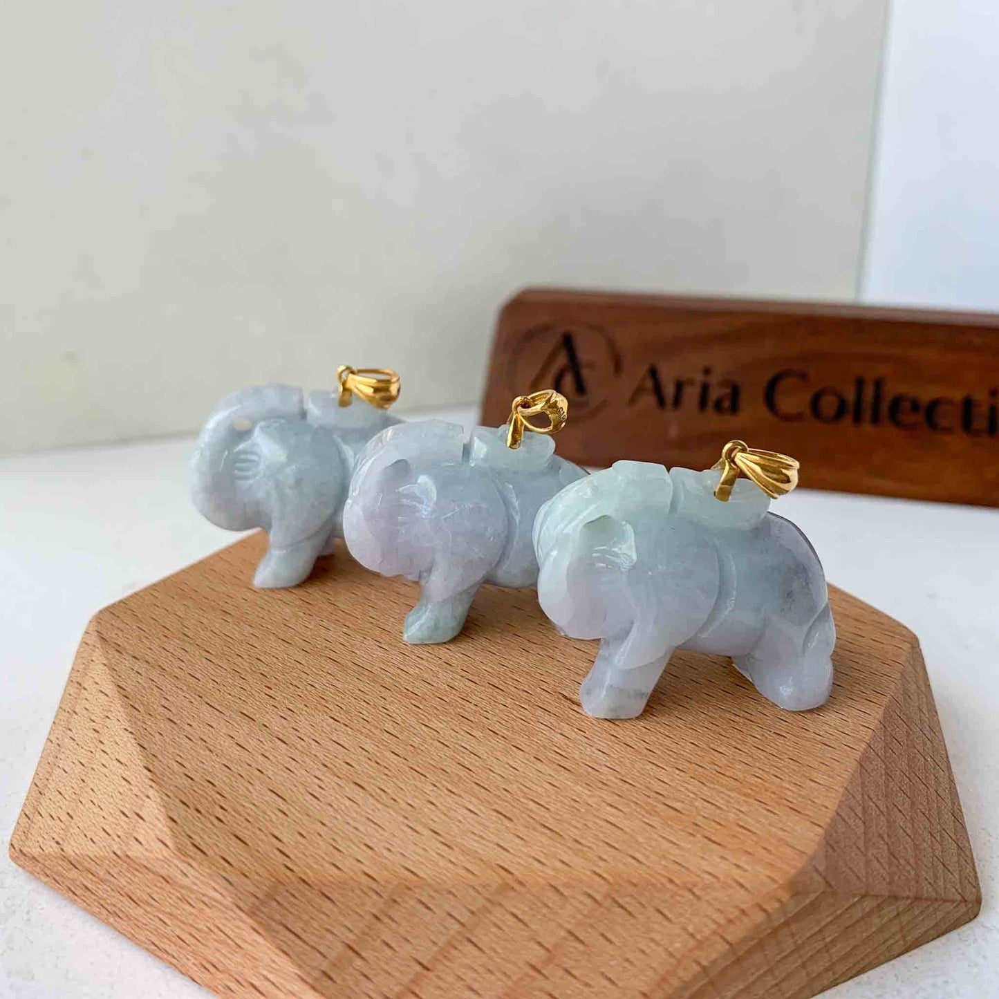 Jadeite Jade 3-D Elephant Hand Carved Pendant with 18K Solid Gold Bail, SHWQ-0423-1690470508