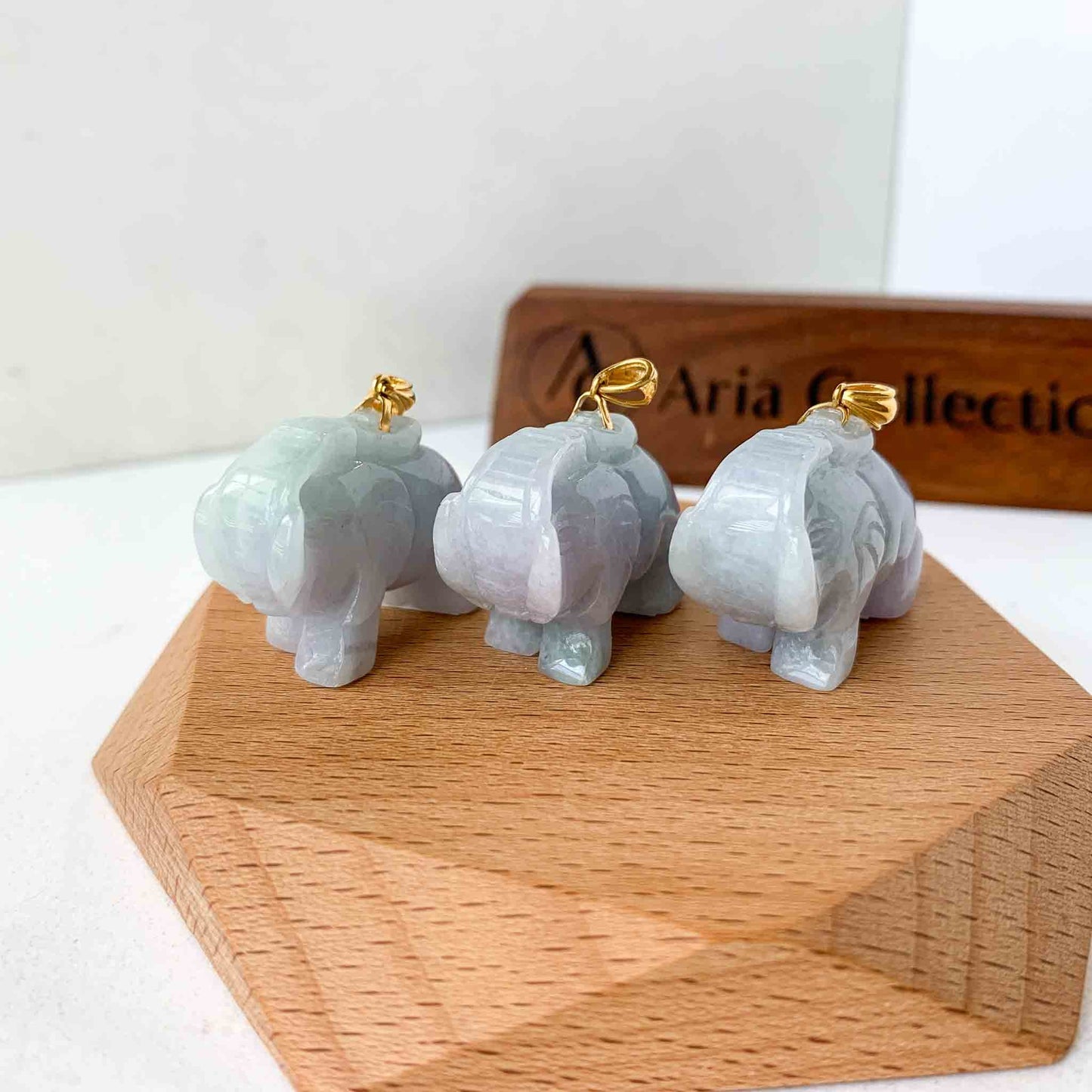 Jadeite Jade 3-D Elephant Hand Carved Pendant with 18K Solid Gold Bail, SHWQ-0423-1690470508