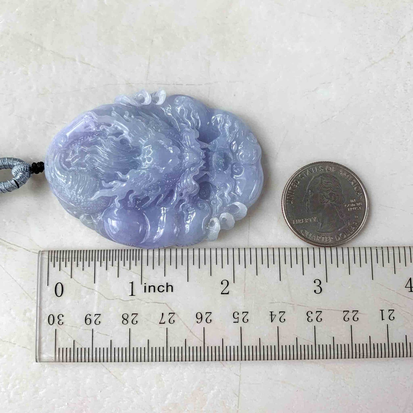 Purple Lavender Jadeite Jade Dragon Chinese Zodiac Hand Carved Pendant Necklace, YGR-0323-1690689016