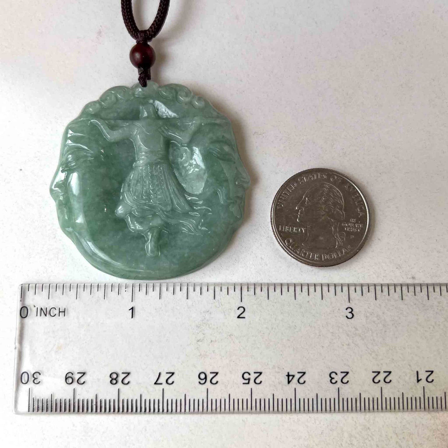 Jadeite Jade Monkey King, Sun Wu Kong, 孙悟空, Chinese Zodiac Carved Pendant Necklace, YJ-0522-0428826