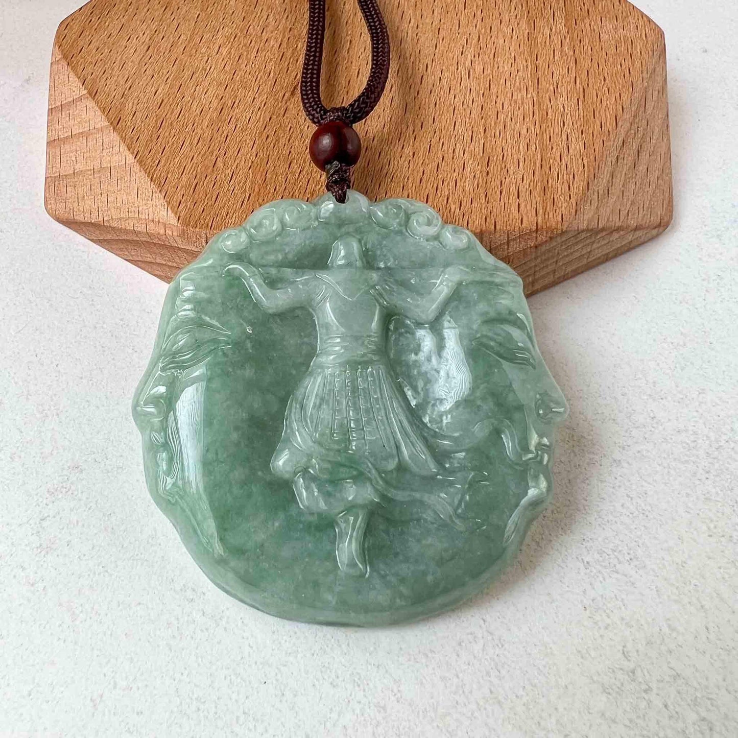 Jadeite Jade Monkey King, Sun Wu Kong, 孙悟空, Chinese Zodiac Carved Pendant Necklace, YJ-0522-0428826