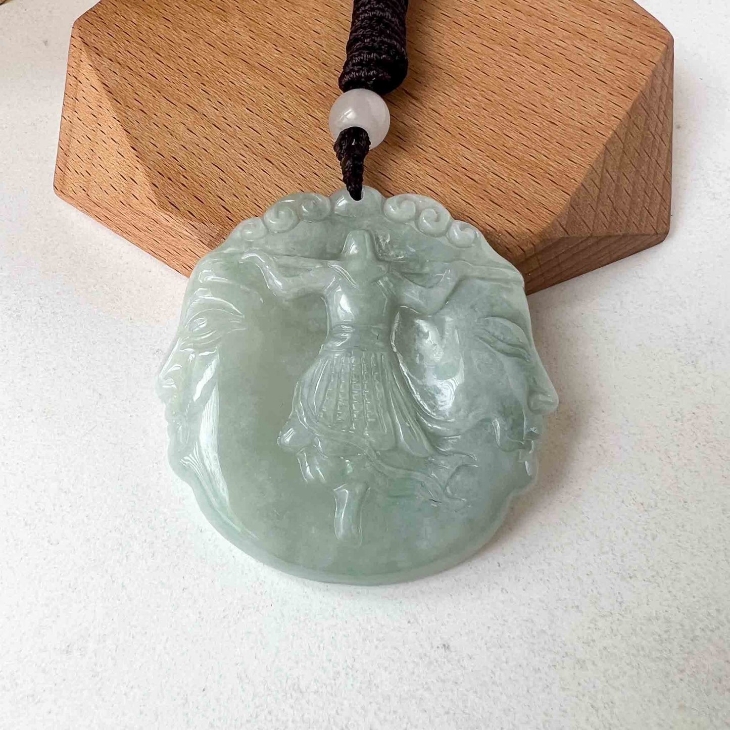 Jadeite Jade Monkey King, Sun Wu Kong, 孙悟空, Chinese Zodiac Carved Pendant Necklace, YJ-0522-0428826