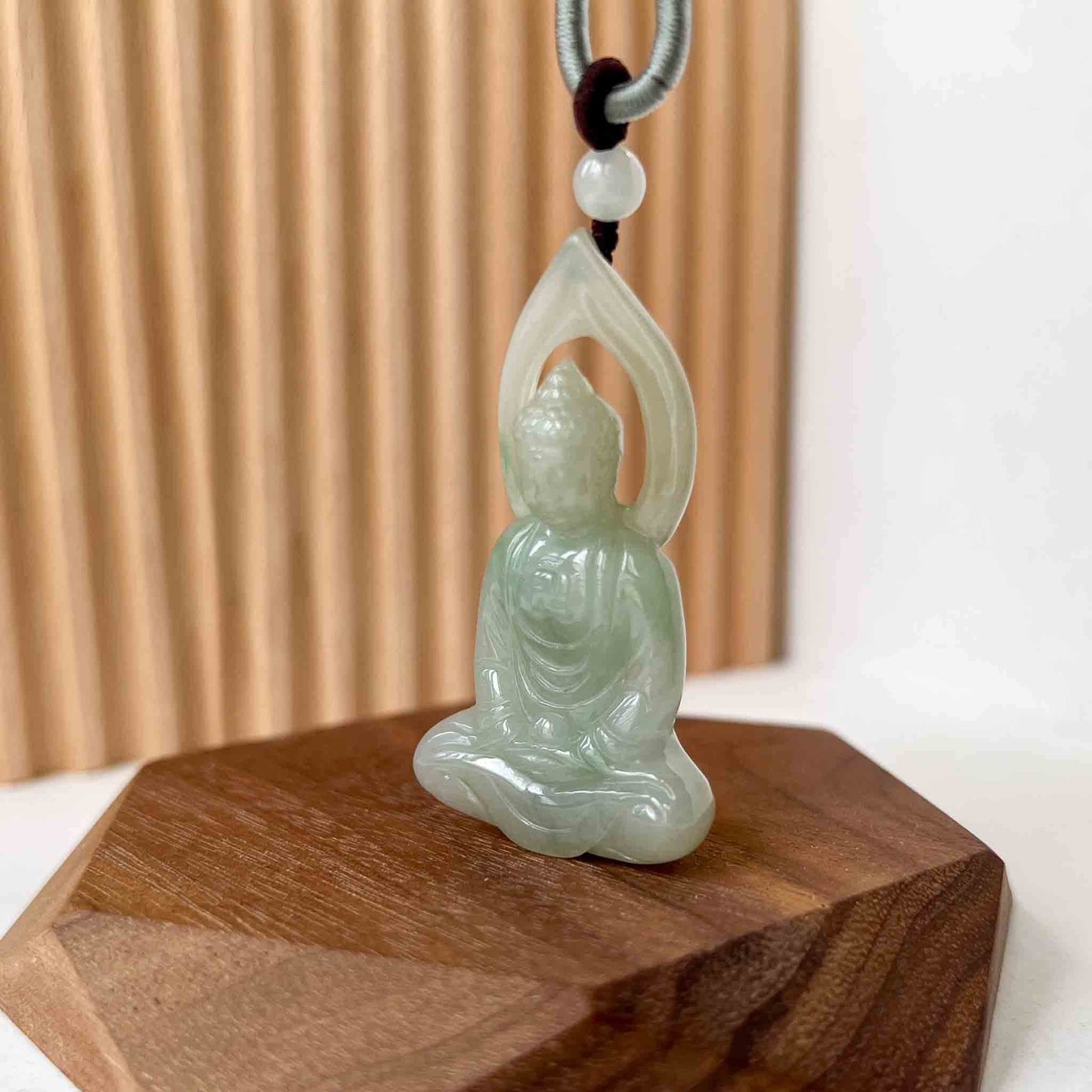 Jadeite Jade Vairocana Buddha, Da Ri Ru Lai, Đại Nhật Như Lai, 大日如来, Hand Carved Jade Pendant Necklace, YX-1222-1698621353