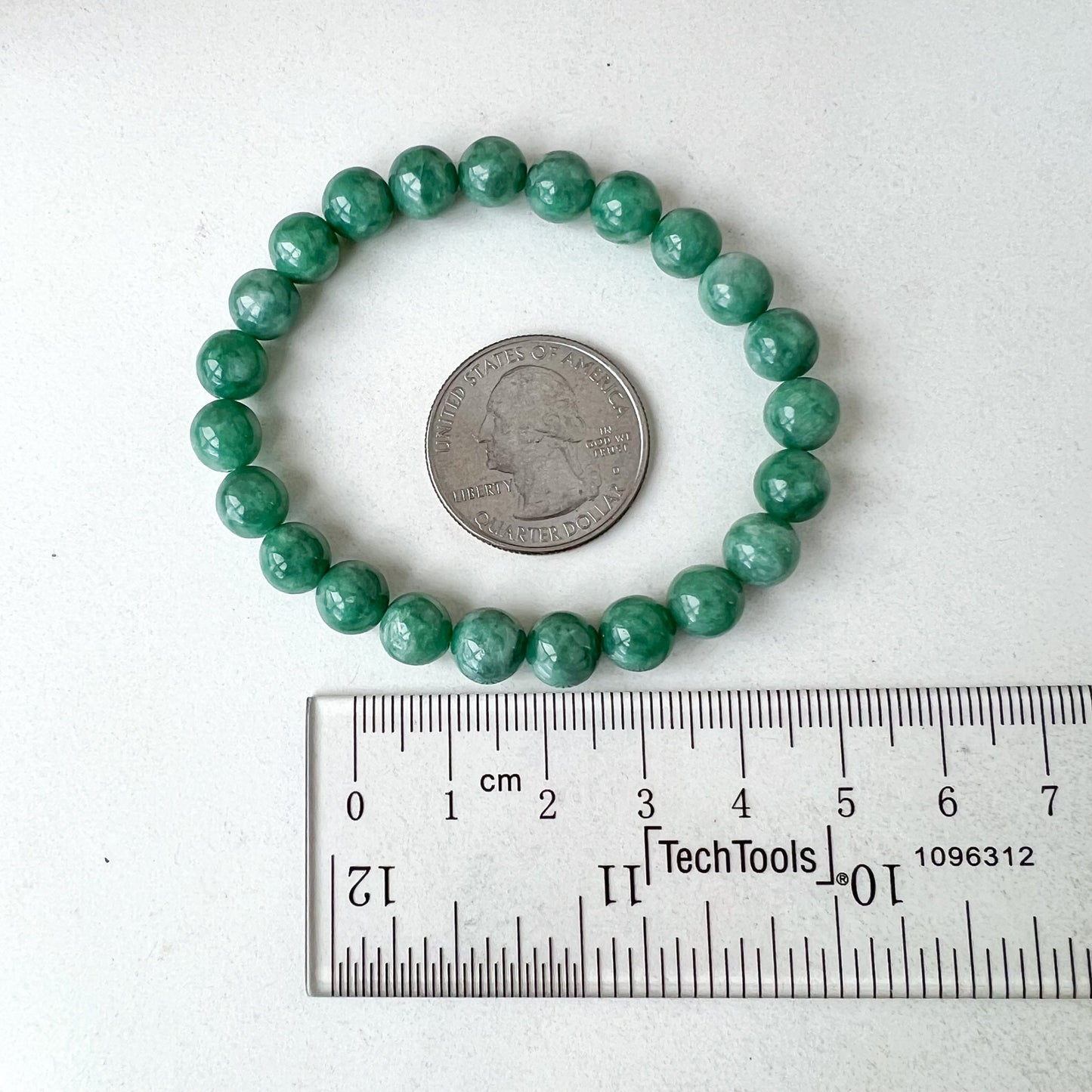 Small 7.7 mm Green Natural Jadeite Jade Beaded Bracelet, CSW-0723-1700113065