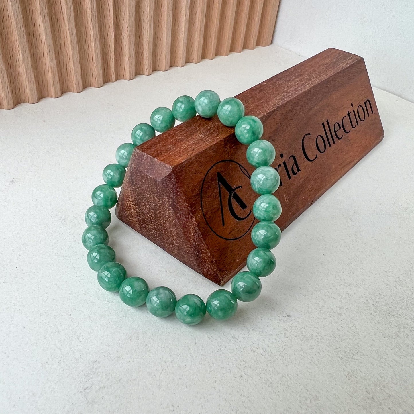 Small 7.7 mm Green Natural Jadeite Jade Beaded Bracelet, CSW-0723-1700113065