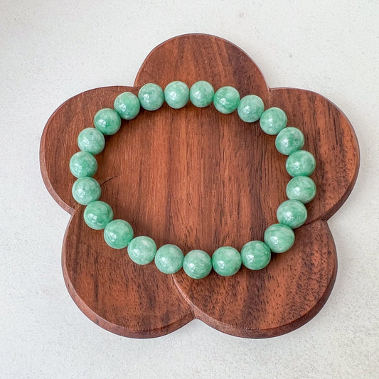 Small 7.7 mm Green Natural Jadeite Jade Beaded Bracelet, CSW-0723-1700113065