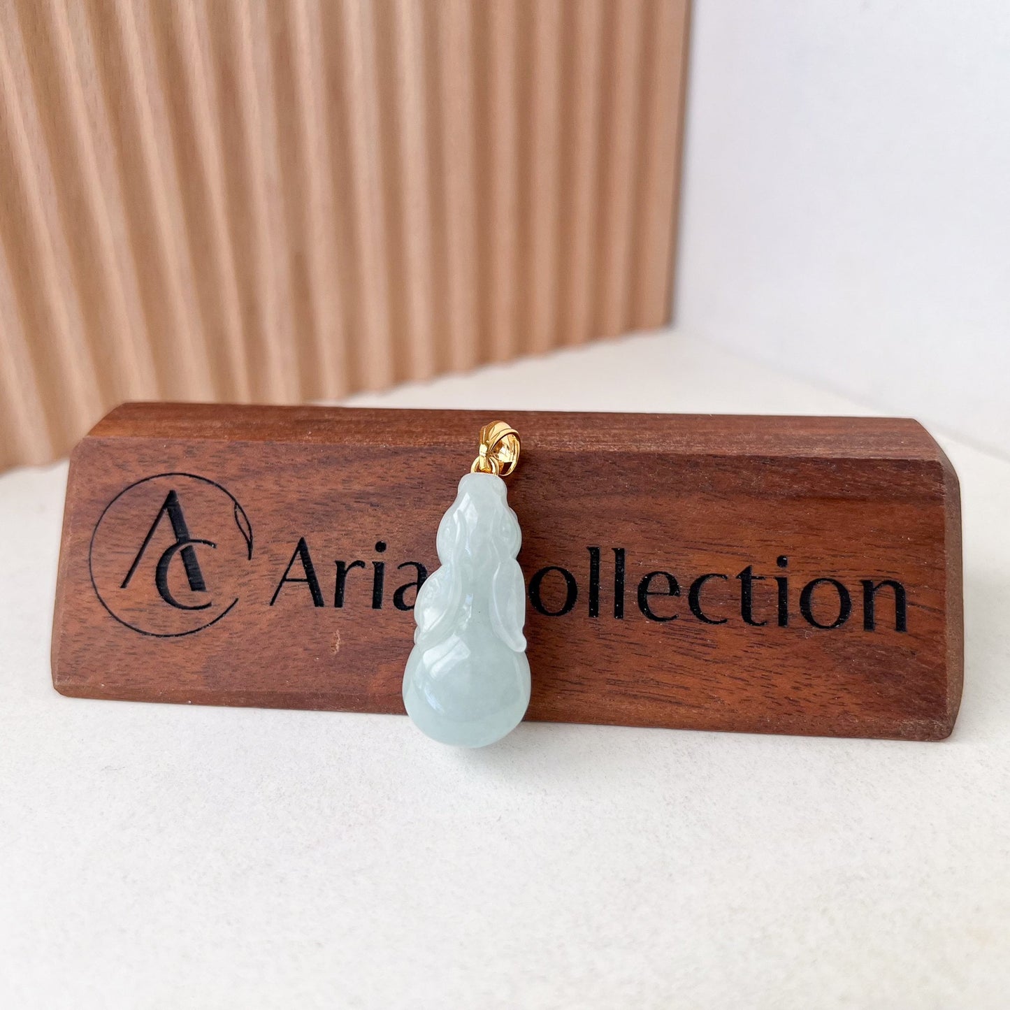 Light Green and White Ice Jadeite Jade Rabbit Pendant with 18K Solid Gold, 3-D Hand Carved Jade, YB-0223-1701235671