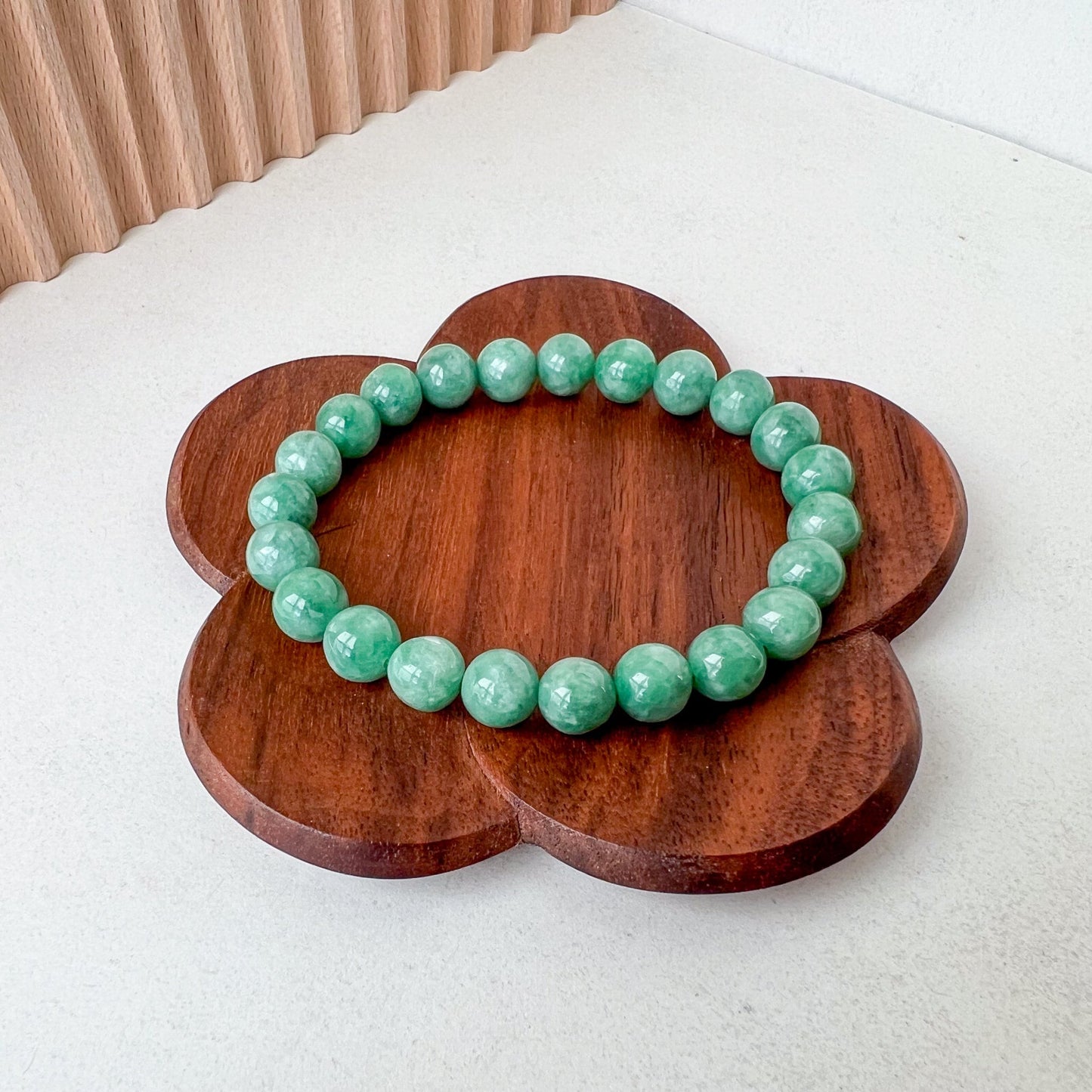 Small 7.7 mm Green Natural Jadeite Jade Beaded Bracelet, CSW-0723-1700113065