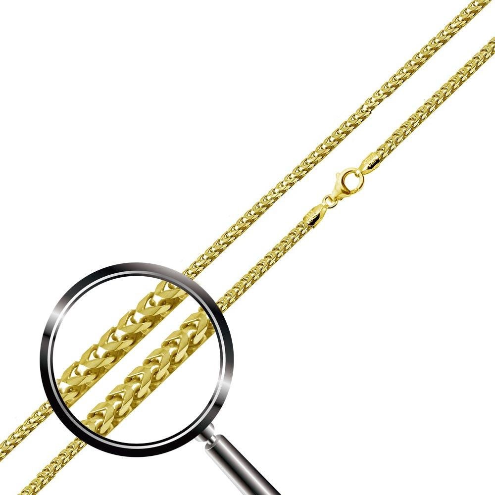 1.3 mm Gold Plated 925 Sterling Silver Franco Chain, Gold Vermeil Chain