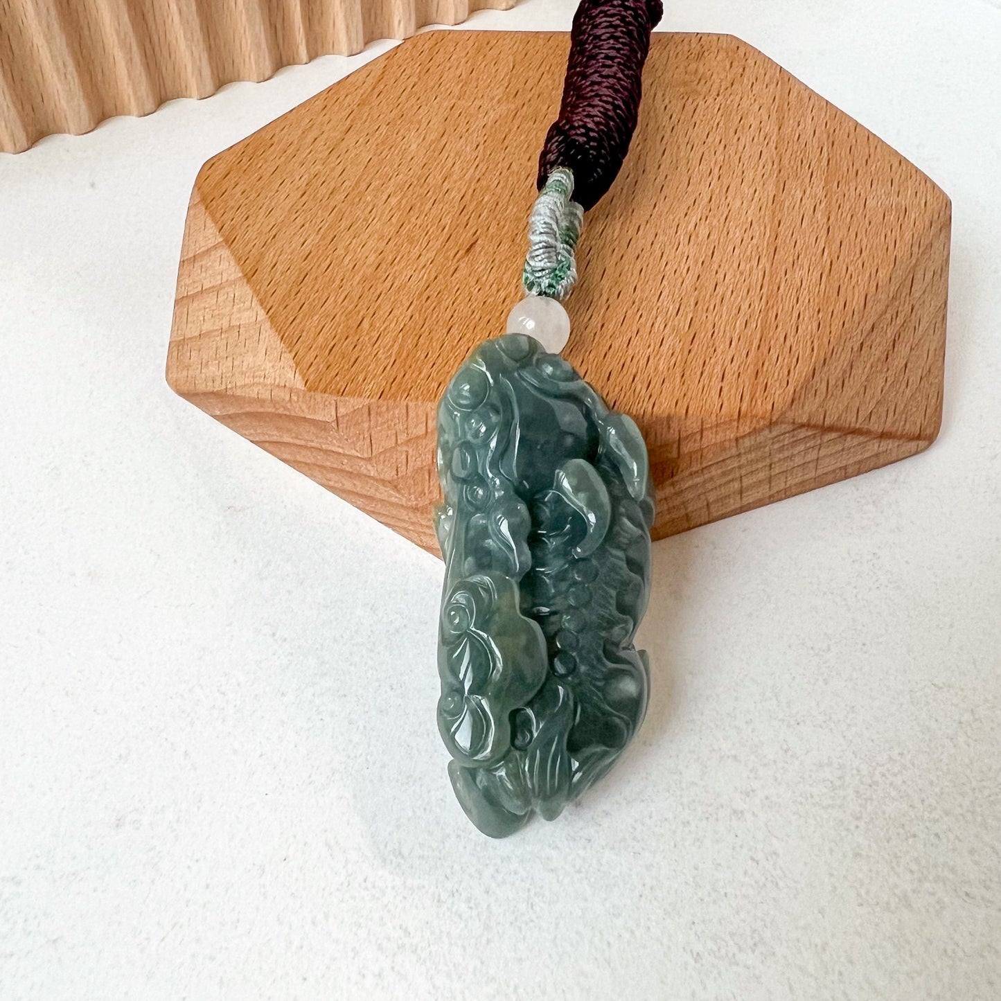 Blue Green Jadeite Jade, Dragon Pixiu Pi Xiu Dragon Chinese Carved Pendant, 貔貅, BGC-0323-0030122