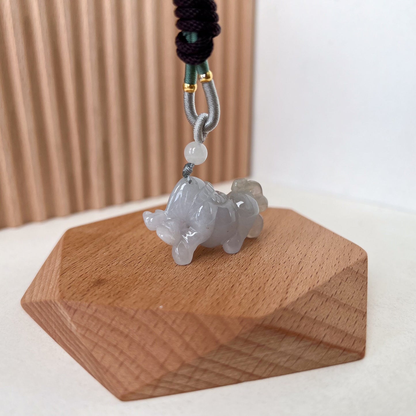 Charging Ox Jadeite Jade Bull Cow Chinese Zodiac Carved Very Light Purple Lavender Jade Pendant Necklace, YX-0323-1701575060