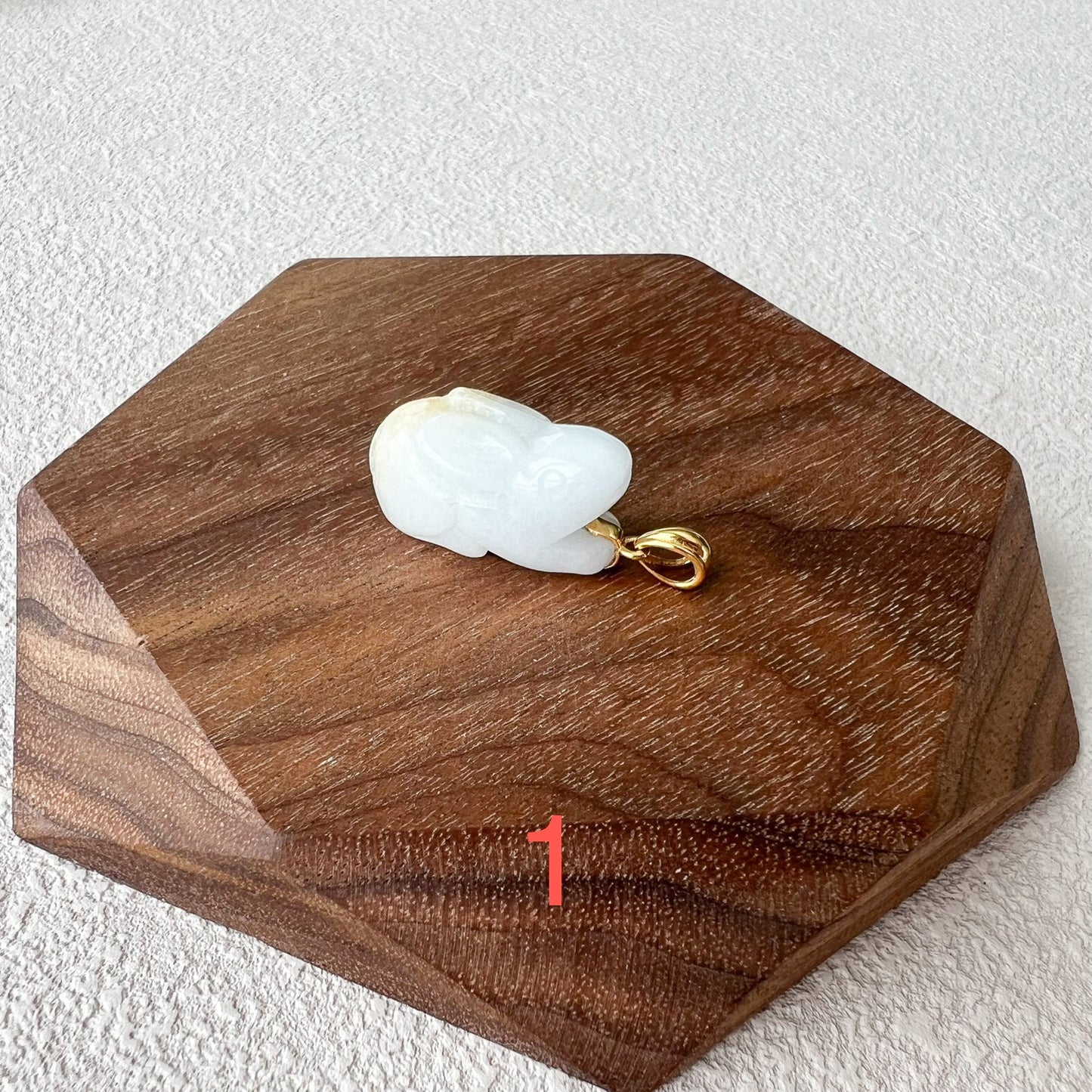 Jadeite Jade Rabbit Pendant with 18K Solid Gold, Set 2, SHWQ-0423-1704948725