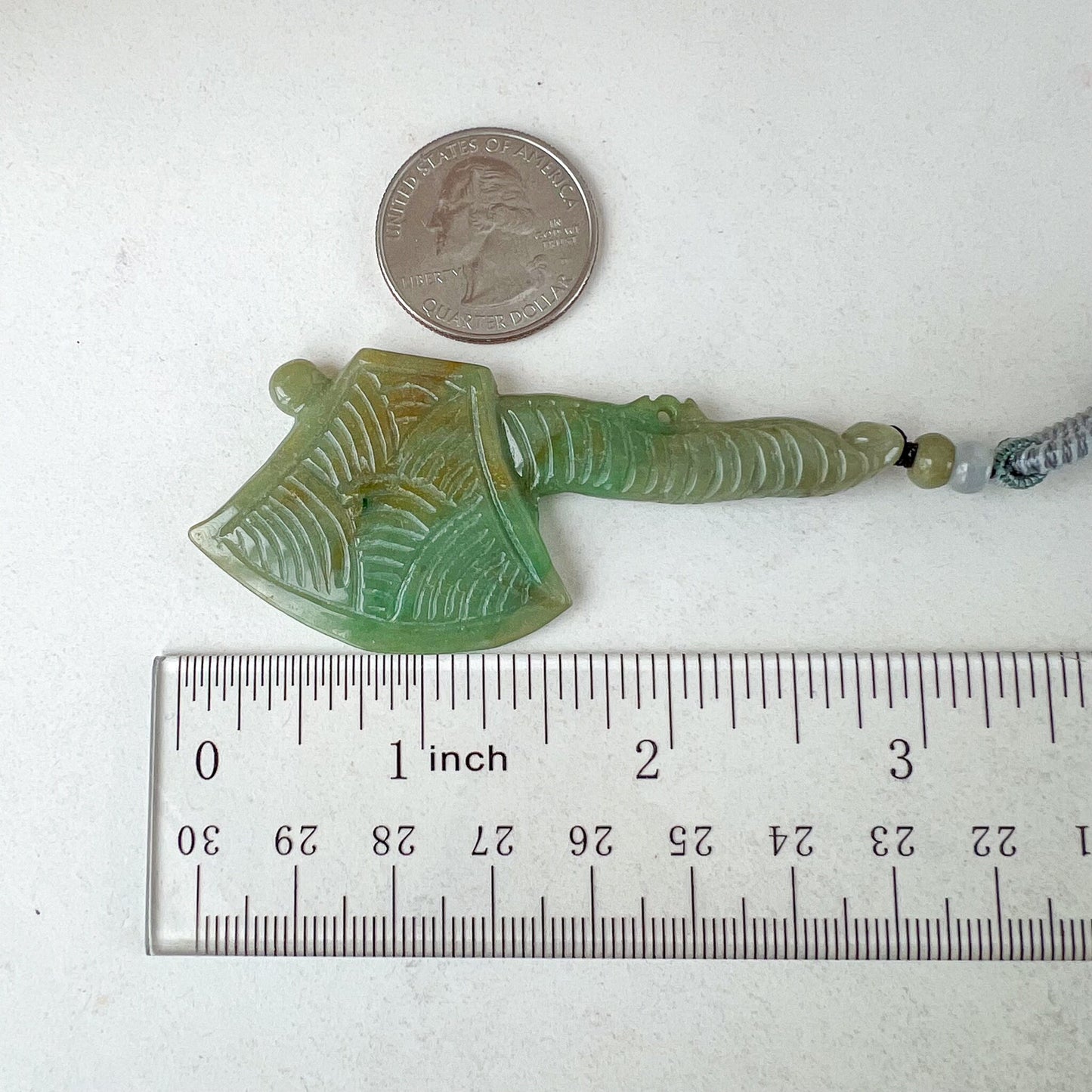 Ax Hatchet Pendant Jadeite Jade Green Hand Carved Pendant Necklace, WMC-0223-0002971