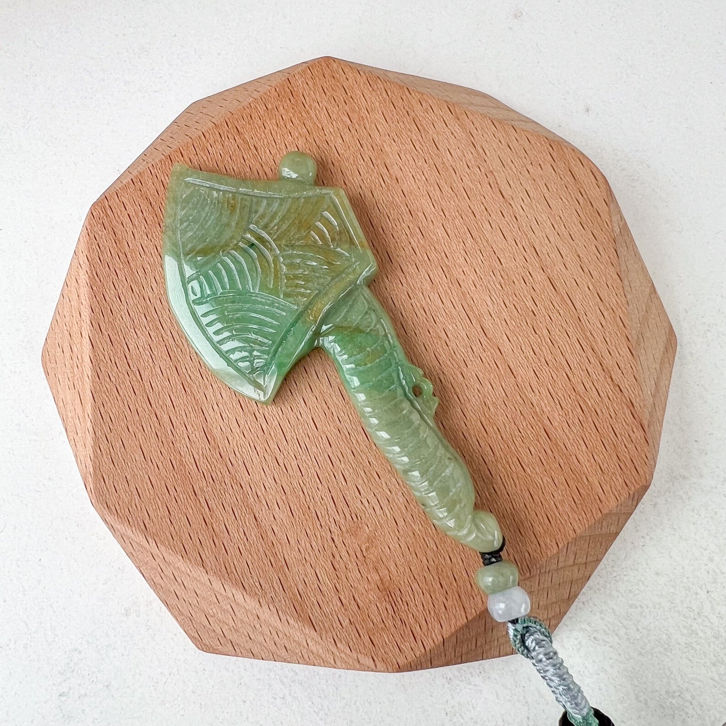 Ax Hatchet Pendant Jadeite Jade Green Hand Carved Pendant Necklace, WMC-0223-0002971