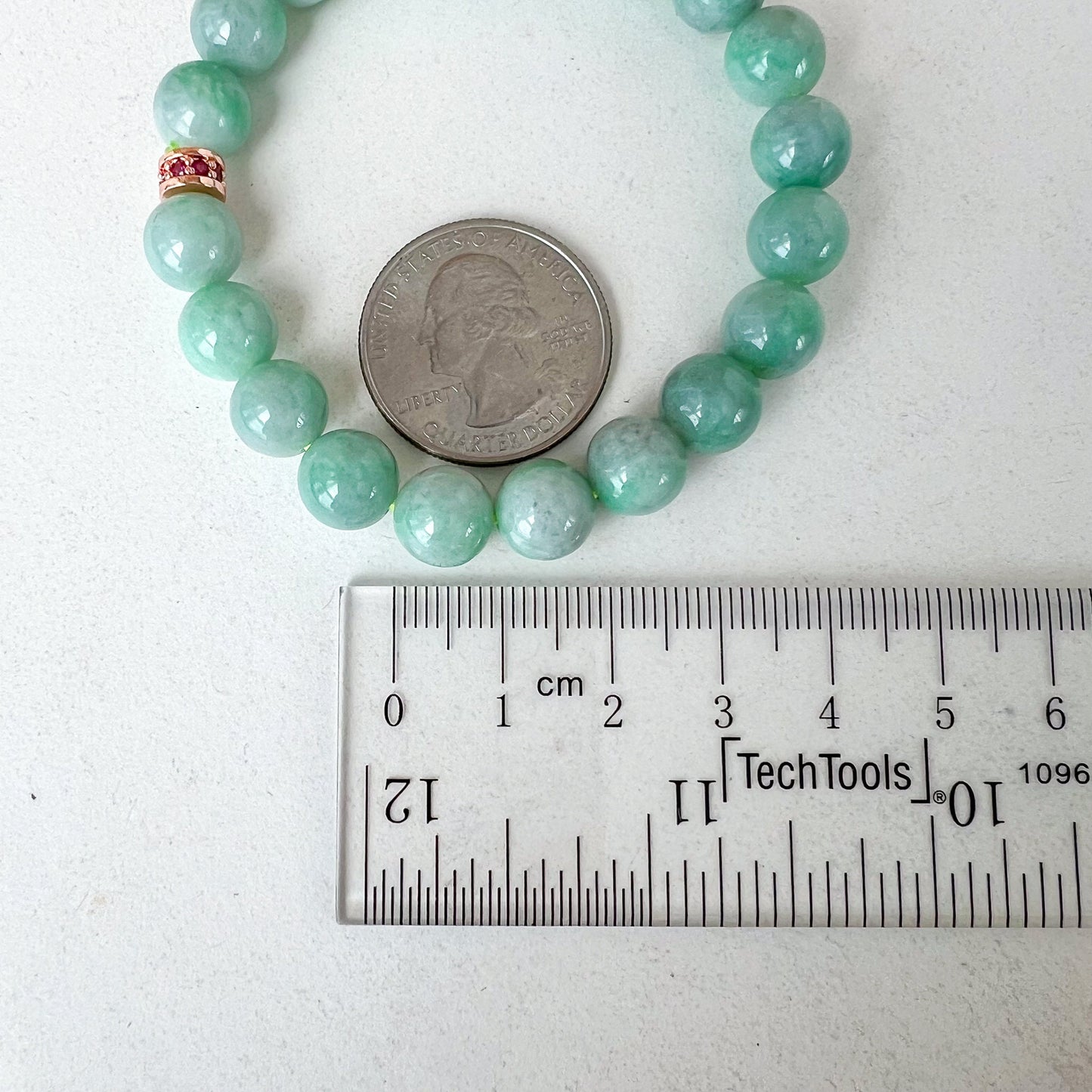 9.0 mm Green Natural Jadeite Jade Beaded Bracelet, CSW-0723-1705422002