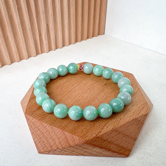 9.0 mm Green Natural Jadeite Jade Beaded Bracelet, CSW-0723-1705422002