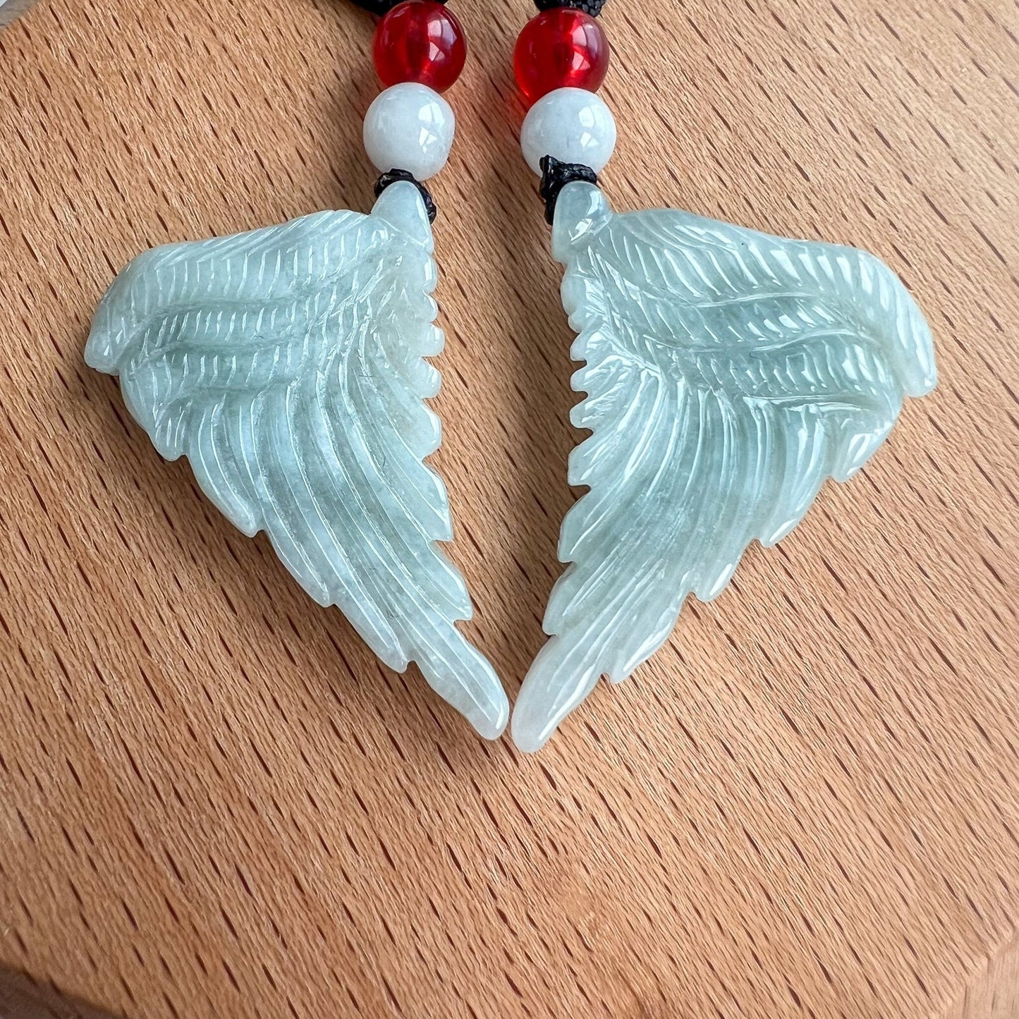 Angel Wings Jade Pendant, Grade A Jadeite Jade Pendant, WMC-0323-000365