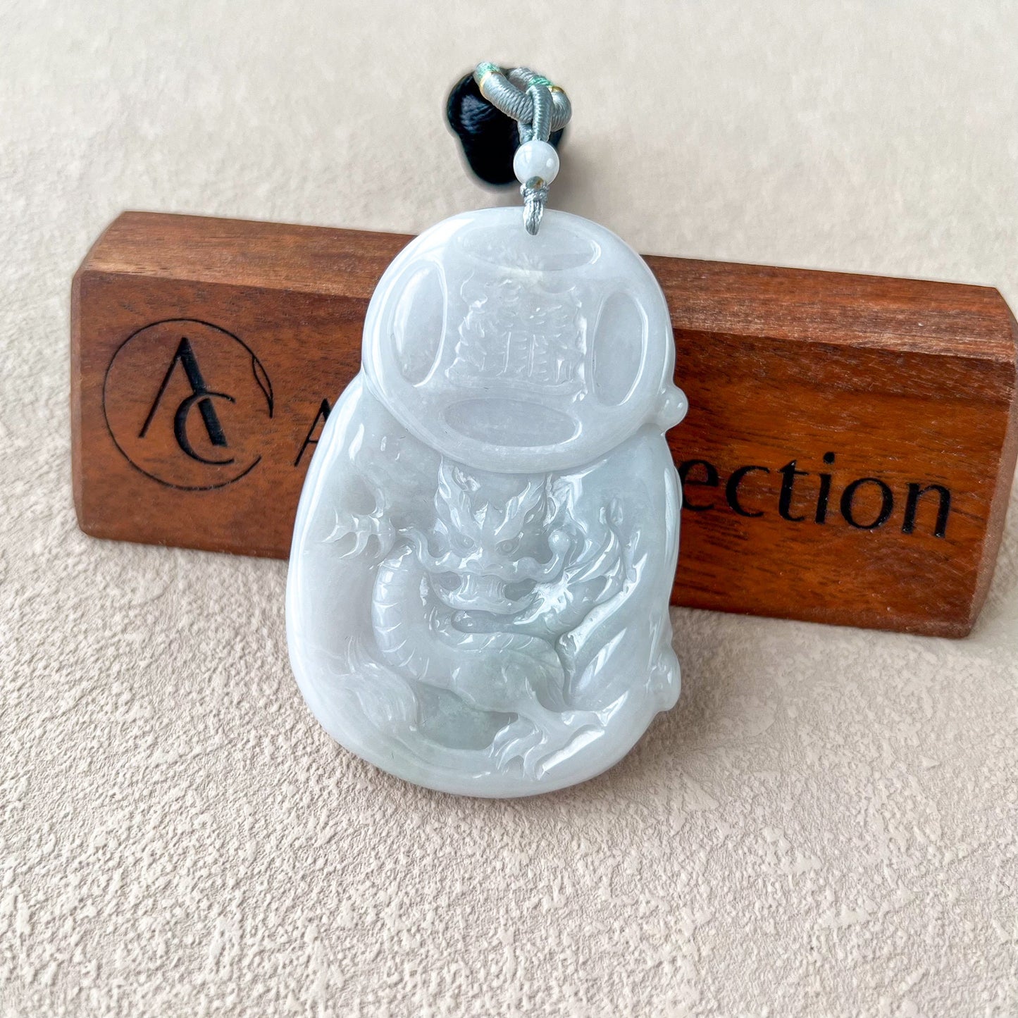White Jadeite Jade Fortune God, Caishen, God of Wealth, 财神, 招财进宝, Dual Side Hand Carved Pendant Necklace, YGR-0323-1707071907