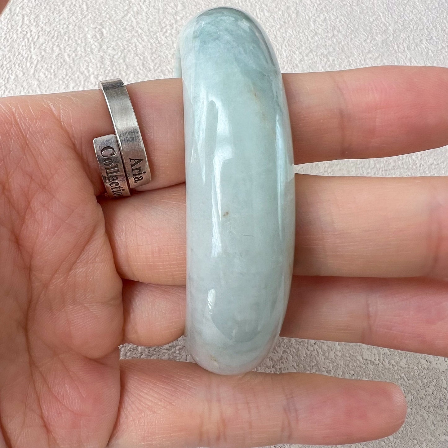 56.0 mm Light Green White Jadeite Jade Bangle, Burmese Grade A Jadeite Jade, NVN-1222-1706083767