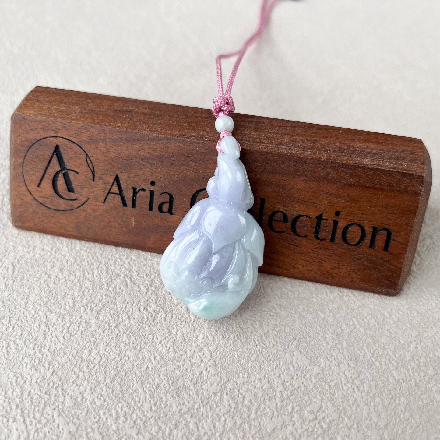 Lavender Jade Serenity Wish Lotus Flower Pendant, Jadeite Jade Pendant Necklace, YGR-0323-1708032827