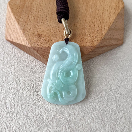 Jadeite Jade Snake Chinese Zodiac Carved Pendant Necklace, JX-0323-0012775