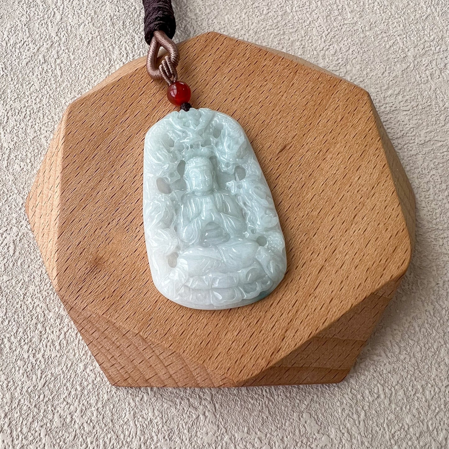 White Jadeite Jade Buddha Protected by 9 Dragons Carved Pendant, BGC-0323-0030154