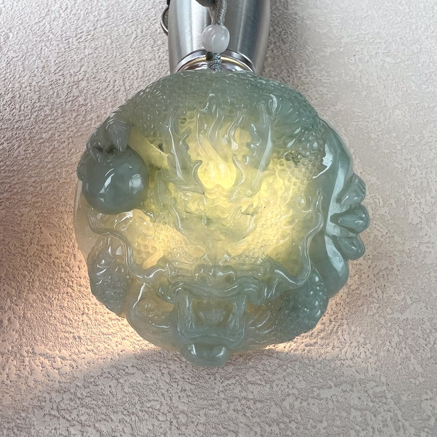 Green Jadeite Jade Dragon Chinese Zodiac Hand Carved Pendant Necklace, YGR-0823-1708359878