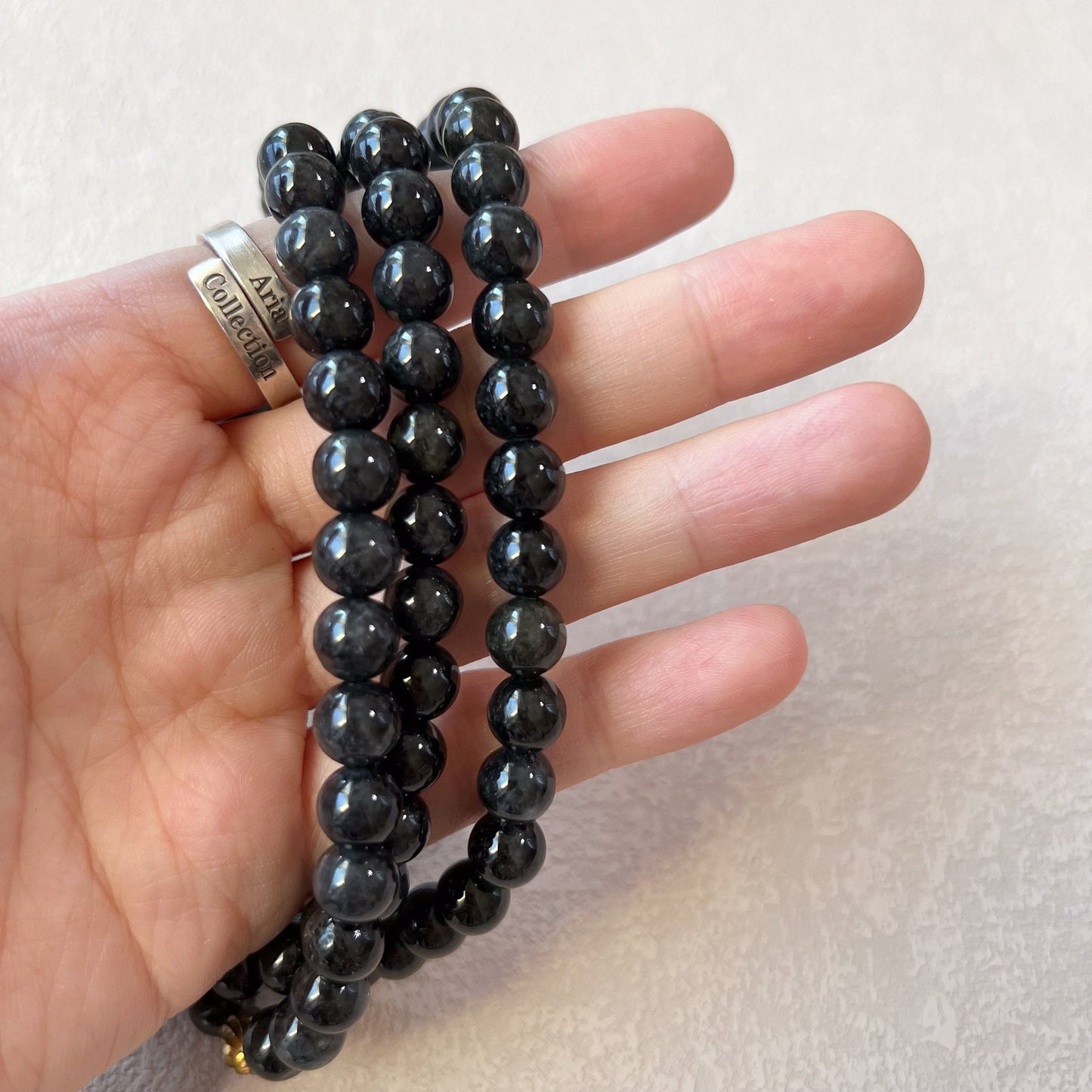 8 mm 108 Black Jadeite Jade Mala Prayer Beads Necklace Bracelet, FCSG-1221-1707069617