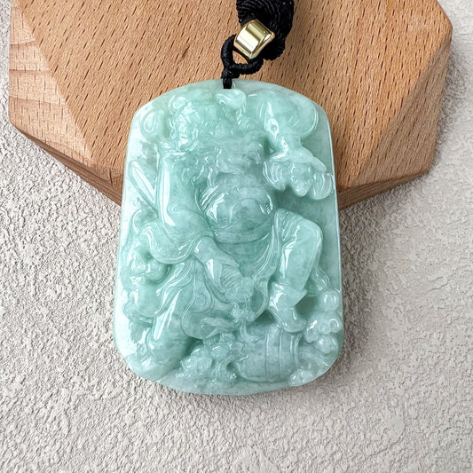 Zhong Kui, 钟馗, Jadeite Jade Pendant Necklace, Chinese Mythology God of Protection, YJ-0422-0401980