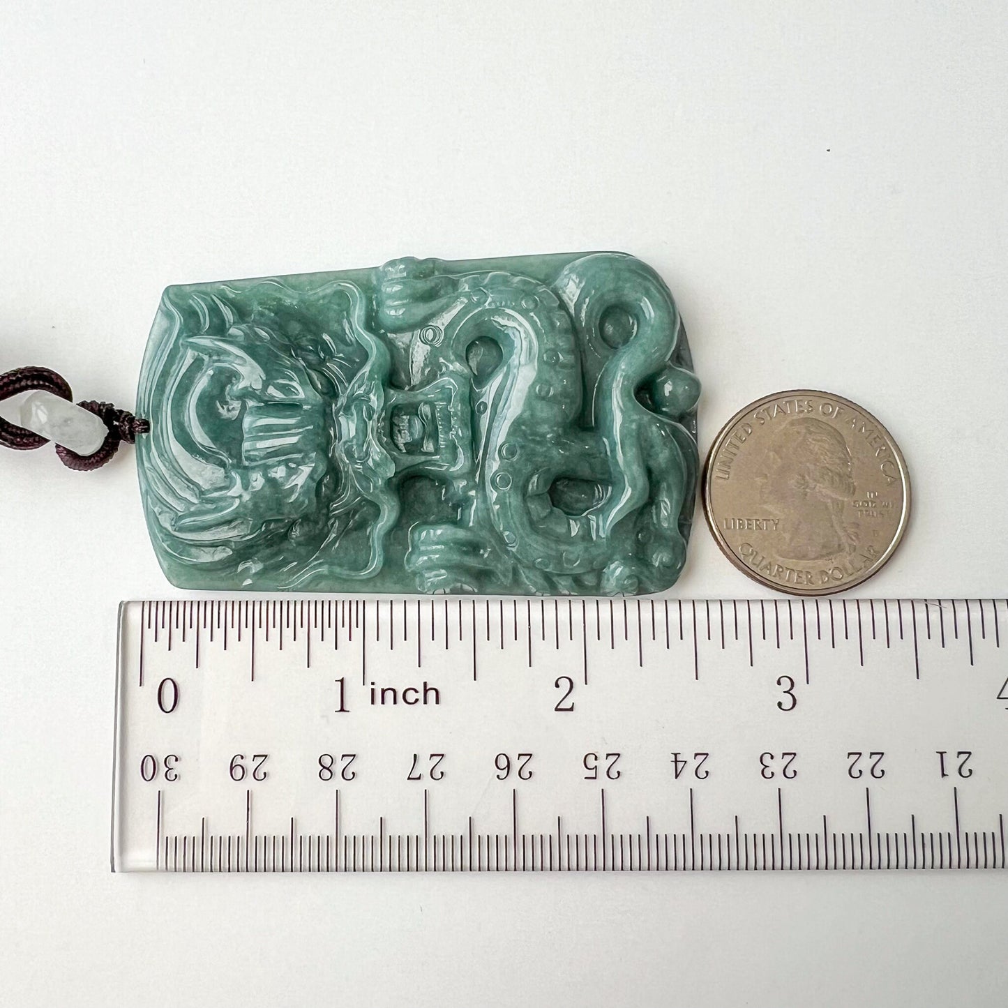 Jadeite Jade Dragon Chinese Zodiac Hand Carved Pendant Necklace, BGC-1222-0025888