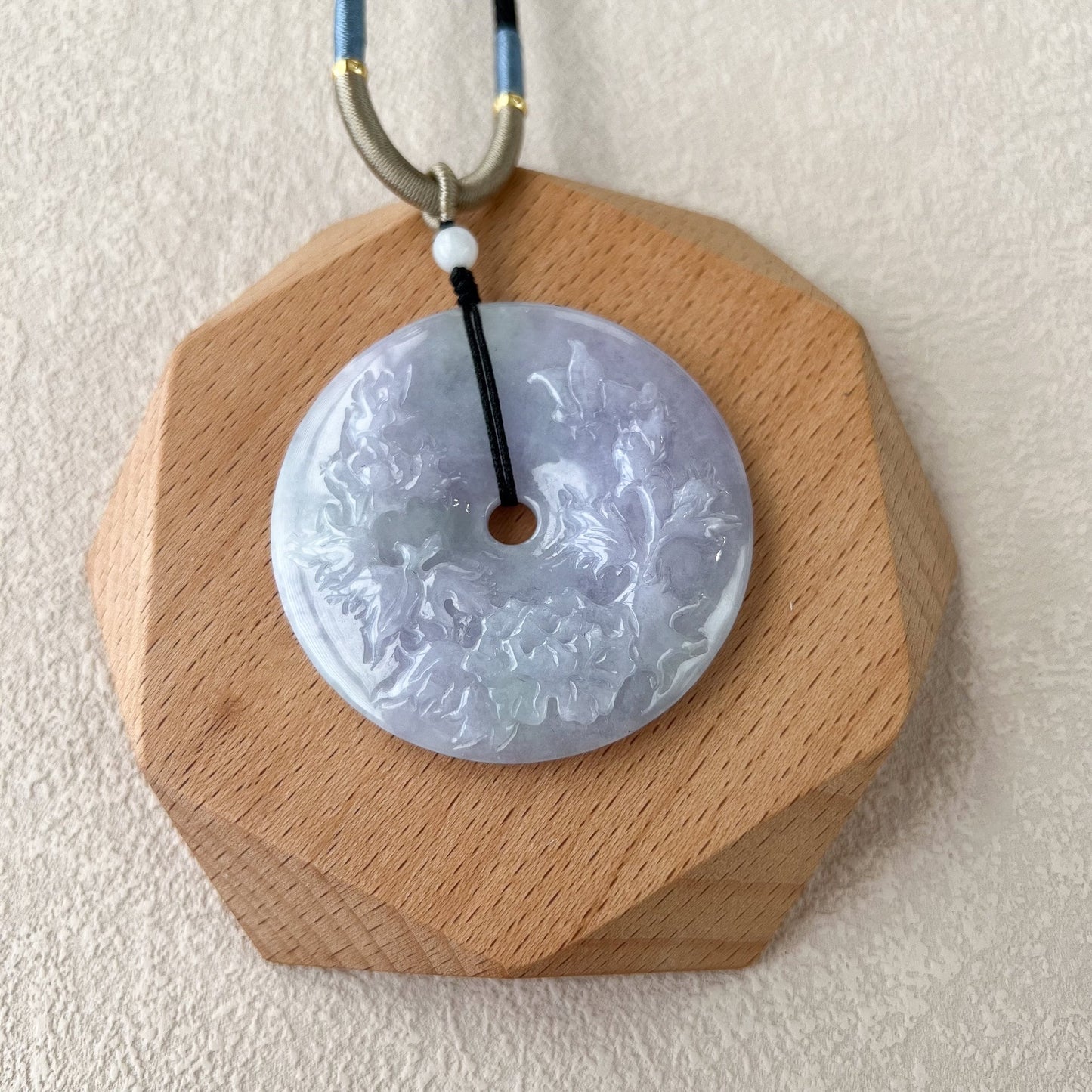 Lavender Harmony Donut Pendant, Jadeite Jade Ping An Kou, 平安扣, YGR-0223-1708641372