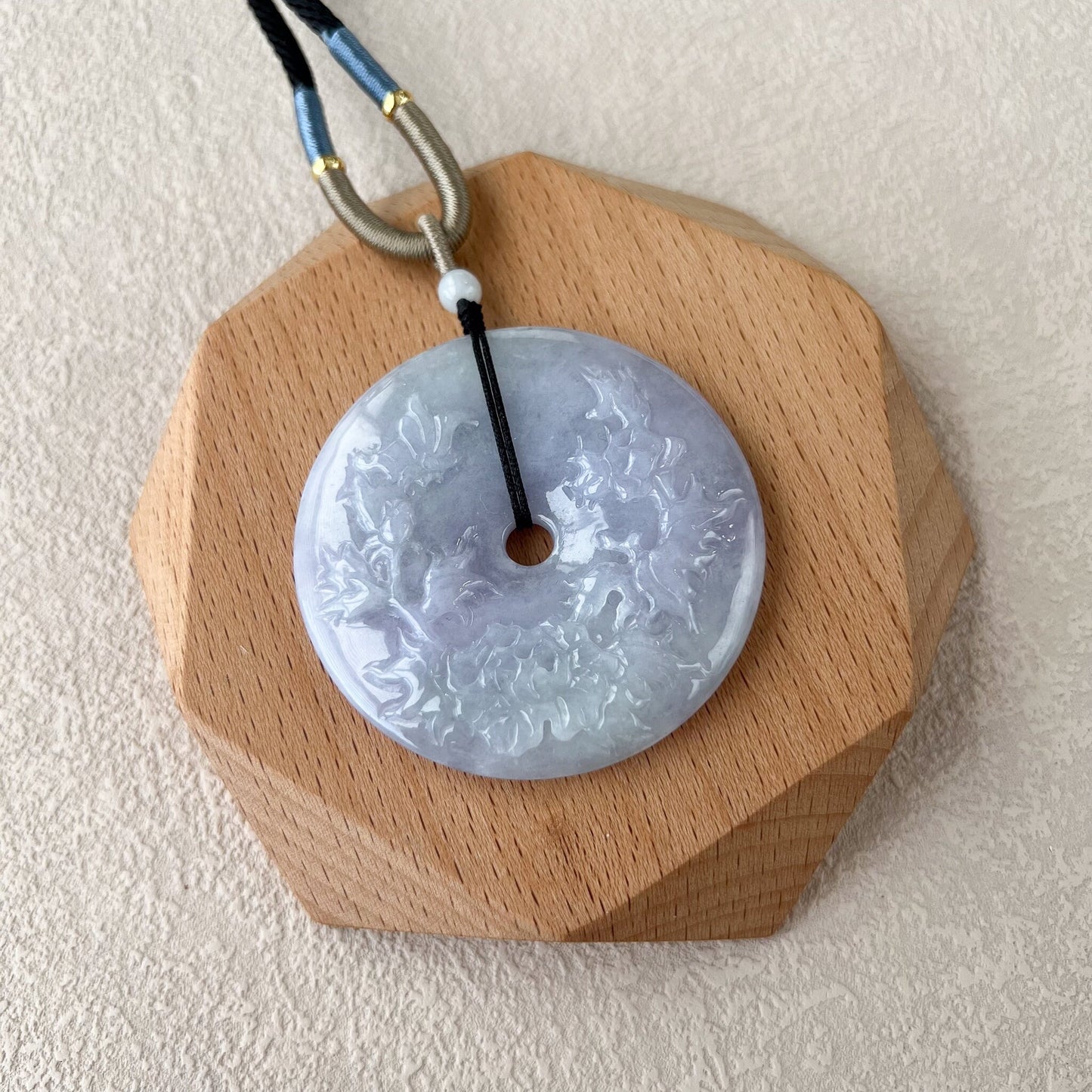 Lavender Harmony Donut Pendant, Jadeite Jade Ping An Kou, 平安扣, YGR-0223-1708642472