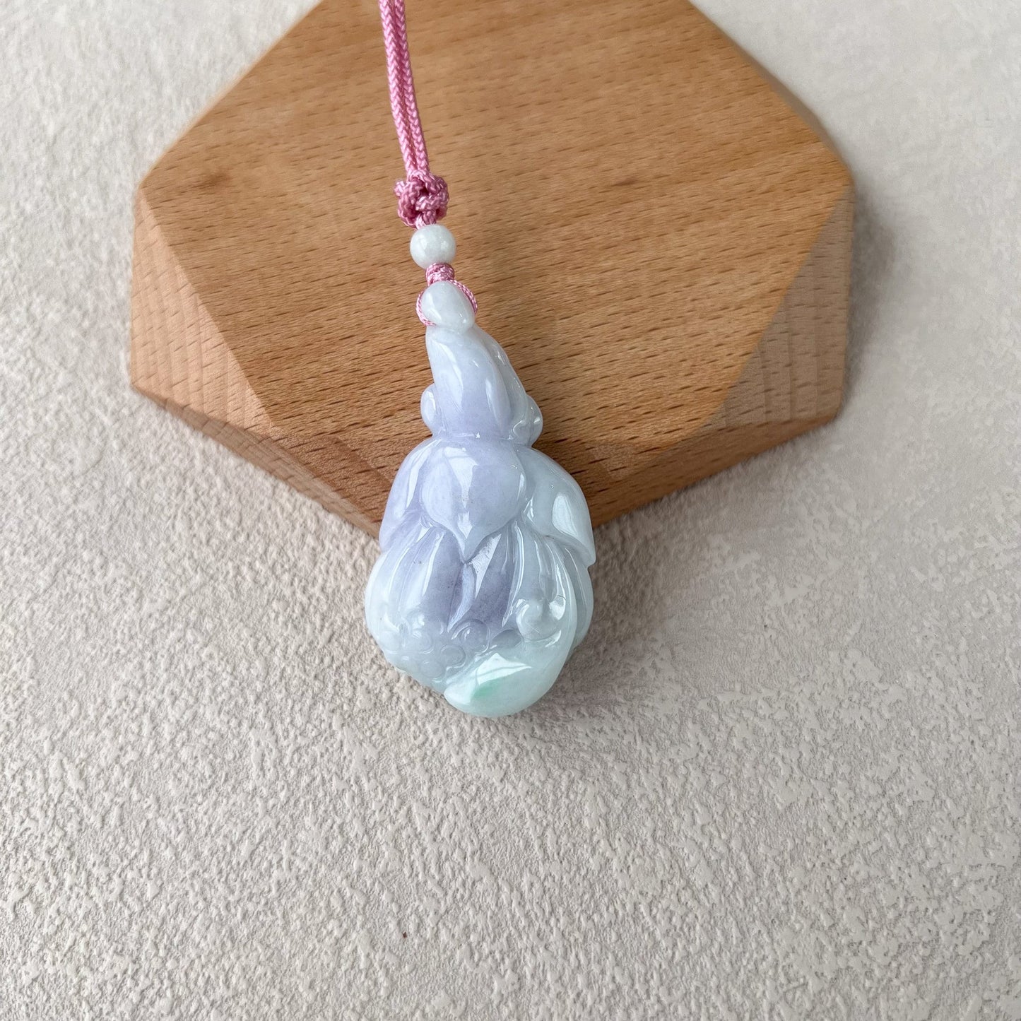 Lavender Jade Serenity Wish Lotus Flower Pendant, Jadeite Jade Pendant Necklace, YGR-0323-1708032827