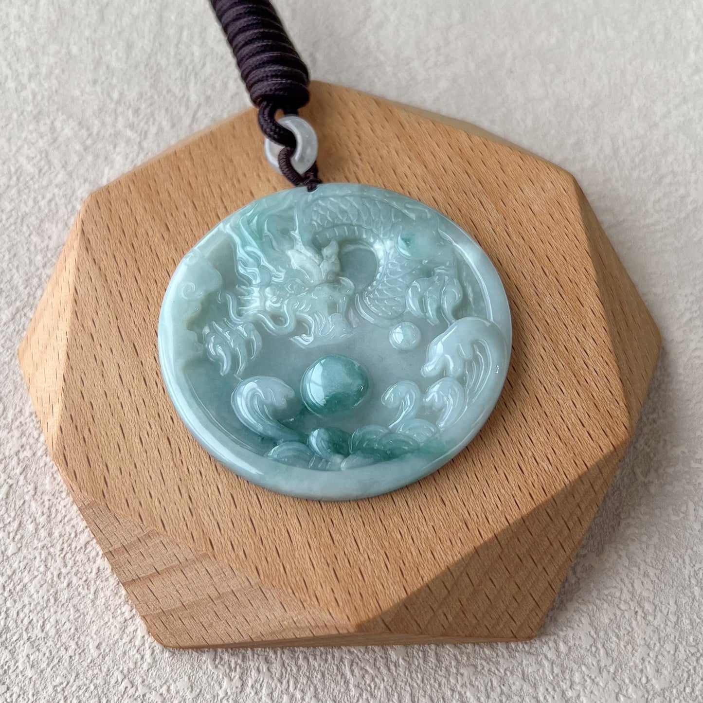 Jadeite Jade Dragon Pendant Necklace, Chinese Zodiac, Green Jade, BGC-0323-0030082